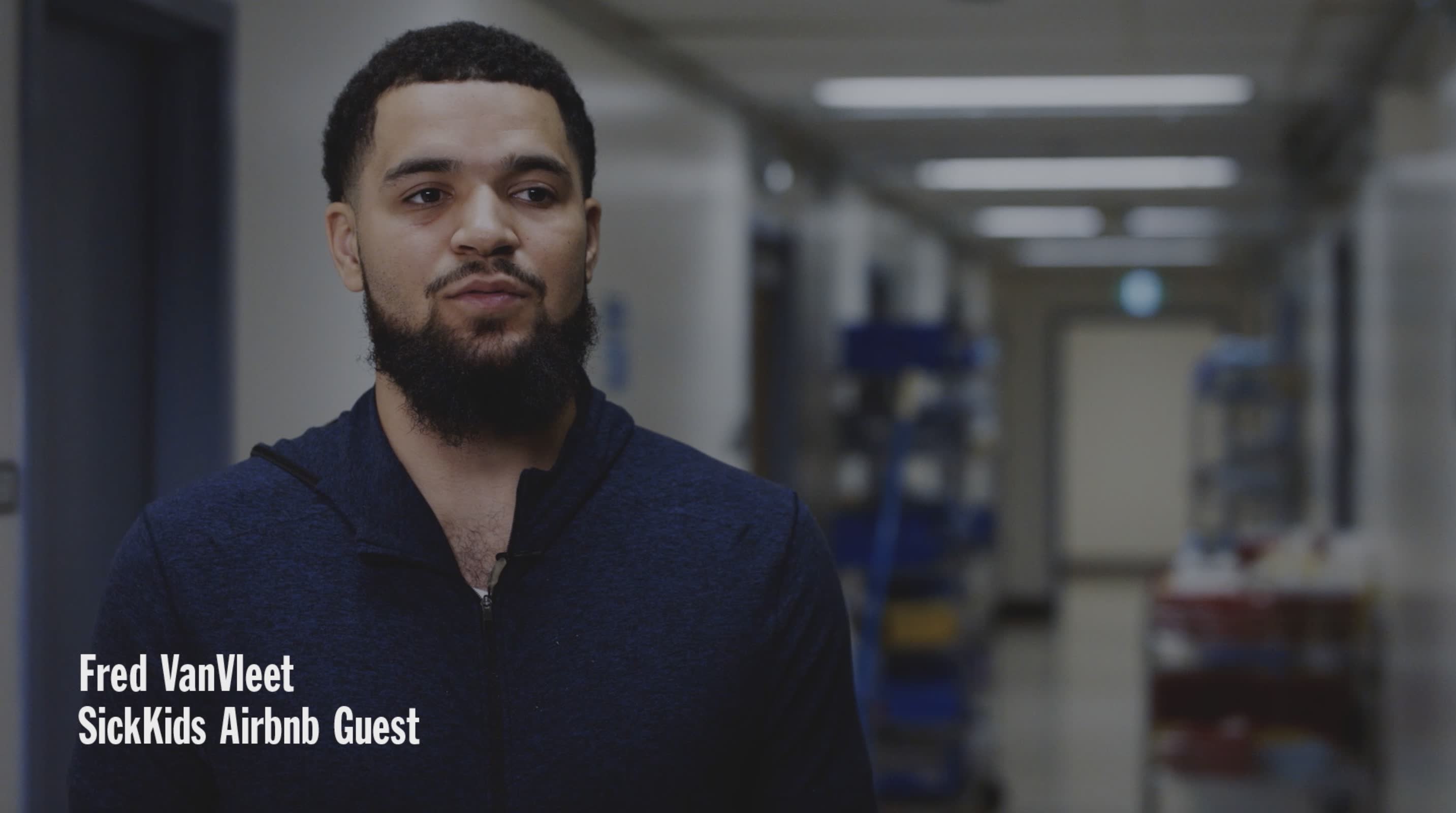 splash image for sickkids airbnb video with Fred VanVleet.